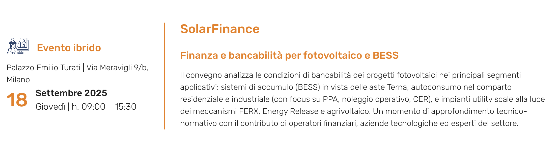 SolarFinance - Finanza e bancabilità per fotovoltaico e BESS